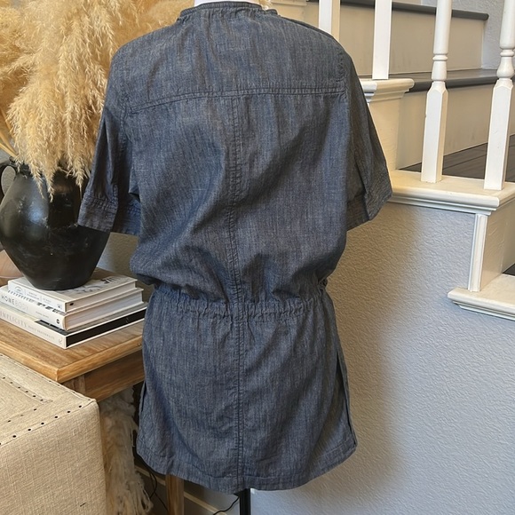 Madewell Jumper Dress Blue Jean Button Front Pockets Drawstring Size Small - Picture 5 of 6